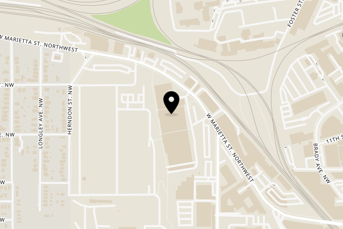 Map showing the location of El Santo Gallo Taqueria on 950 West Marietta St NW Suite A 114 in Atlanta